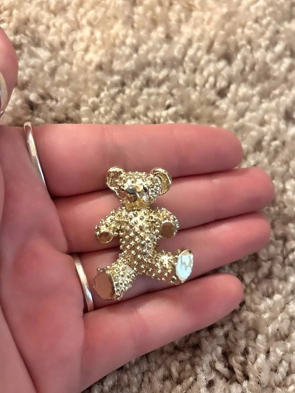 Gold-Tone Teddy Bear Brooch Pin